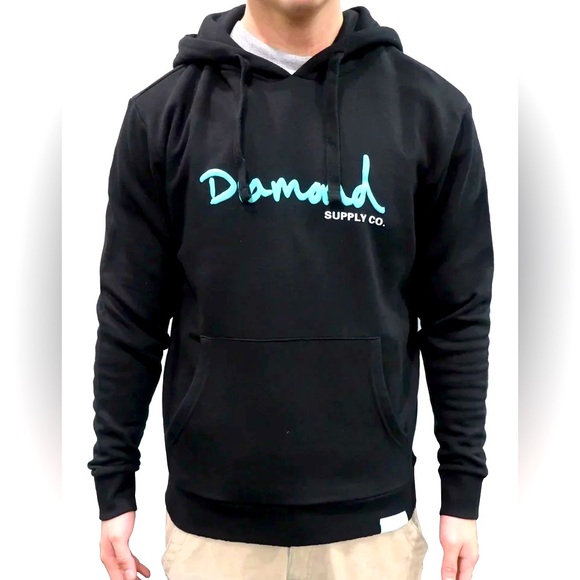 NEW DIAMOND SUPPLY CO. men's reflection hoodie in black NWT unisex pull on - Picture 2 of 13